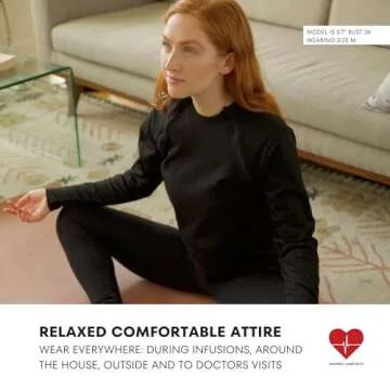 Inspired Comforts Men’s/Unisex Chemo Port Access Shirt with Dual Chest Zips | Full Sleeve | 100% Cotton