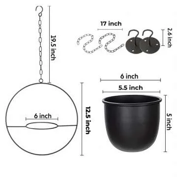 Shineloha 2 Pack Hanging Planters for Indoor Plants with 5.5" Pot + Ceiling Hook + Extender Chain | Hanging Plant Holder, Metal Minimalist Planter, NO Plant incld