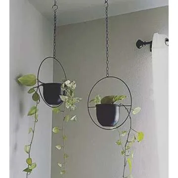 Shineloha 2 Pack Hanging Planters for Indoor Plants with 5.5" Pot + Ceiling Hook + Extender Chain | Hanging Plant Holder, Metal Minimalist Planter, NO Plant incld