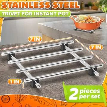 Stainless Steel Trivet for Instant Pot - 2Pcs Stainless Steel Pot Trivets for Table Hot Pads for Kit...
