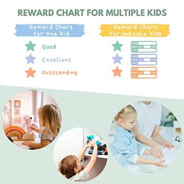 Reward Chart for Multiple Kids 17 x 12 Inch Dry Erasable Chore Chart | Magnetic Responsibility Chart, Chore Chart, Behavior Chart,Star Chart for Toddlers | Large Size with White Board Marker