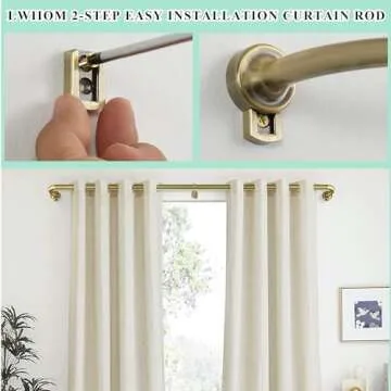 Lwiiom Antique Bronze Curtain Rod for Windows 28-86",Internal Splicing 1 Inch Diameter Disc Curtain Rod,Adjustable Room Darkening Curtain Rod with Aluminum Finials and Brackets,Wrap Around Design