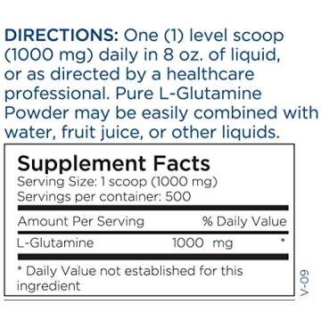 Metabolic Maintenance L-Glutamine Powder - Amino Acid L-Glutamine for Gut Health + Immune Support - Water Soluble L-Glutamine Powder for Daily Use (500 Servings)