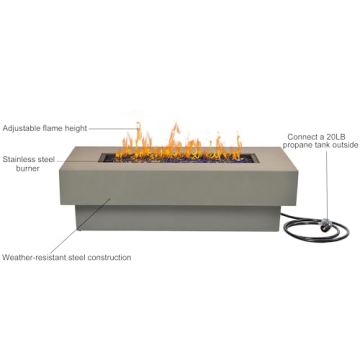 BAIDE HOME 48-Inch Flint Gray Outdoor Fire Pit Table