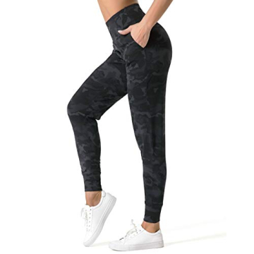 Dragon Fit Joggers for Women with Pockets,High Waist Workout Yoga Tapered Sweatpants Women's Lounge Pants (Small, Joggers78-Black&Grey Camo)