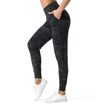 Dragon Fit Joggers for Women with Pockets,High Waist Workout Yoga Tapered Sweatpants Women's Lounge Pants (Small, Joggers78-Black&Grey Camo)