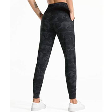 Dragon Fit Joggers for Women with Pockets,High Waist Workout Yoga Tapered Sweatpants Women's Lounge Pants (Small, Joggers78-Black&Grey Camo)