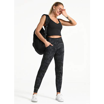 Dragon Fit Joggers for Women with Pockets,High Waist Workout Yoga Tapered Sweatpants Women's Lounge Pants (Small, Joggers78-Black&Grey Camo)