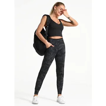 Dragon Fit Joggers for Women with Pockets,High Waist Workout Yoga Tapered Sweatpants Women's Lounge Pants (Small, Joggers78-Black&Grey Camo)