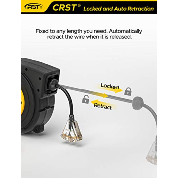 CRST Retractable 55FT Extension Cord Reel for Safety