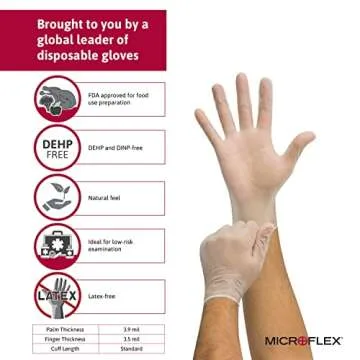 Microflex Derma Free Disposable Vinyl Gloves - Large