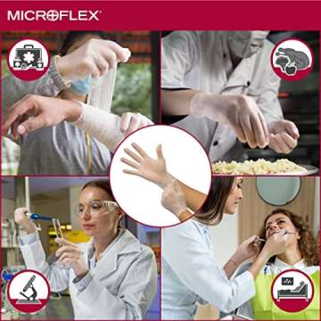 Microflex Derma Free DF-850 Disposable Smooth Vinyl Gloves for Food Prep & Handling - Large, Natural (Box of 100)