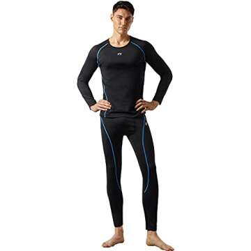 FITEXTREME MAXHEAT Mens Thermal Underwear Long Johns Set with Fleece Lined Black L