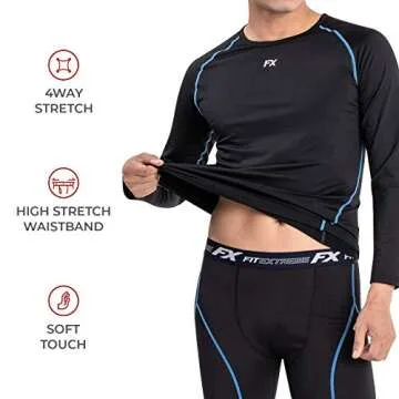 FITEXTREME MAXHEAT Mens Thermal Underwear Long Johns Set with Fleece Lined Black L