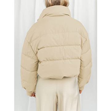 KYL Women's Cropped Puffer Jacket in Apricot - Stylish Warmth