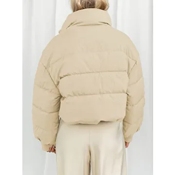 KYL Women's Cropped Puffer Jacket in Apricot - Stylish Warmth