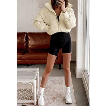 KYL Women's Cropped Puffer Jacket in Apricot - Stylish Warmth