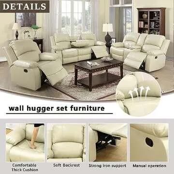 AYCP Reclining Sofa Set - Stylish Bonded Leather Comfort