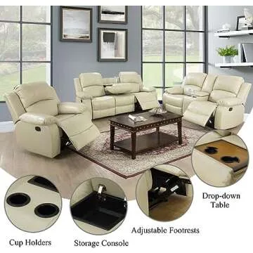 AYCP Reclining Sofa Set - Stylish Bonded Leather Comfort