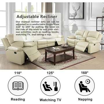 AYCP Reclining Sofa Set - Stylish Bonded Leather Comfort