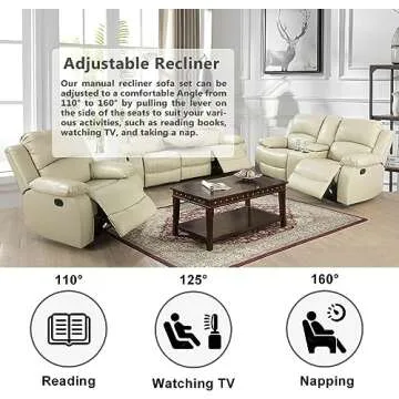 AYCP Reclining Sofa Set - Stylish Bonded Leather Comfort