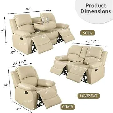 AYCP Reclining Sofa Set - Stylish Bonded Leather Comfort