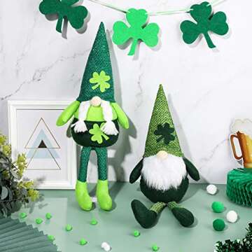 2 Pcs St. Patrick's Day Gnome Leprechaun Swedish Nisse Rainbow Nordic Tomte Handmade Scandinavian Christmas Home Ornaments Shamrock Elf Dwarf Decor for Irish March Spring St. Paddy's Day (Vivid Style)