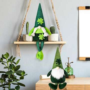 2 Pcs St. Patrick's Day Gnome Leprechaun Swedish Nisse Rainbow Nordic Tomte Handmade Scandinavian Christmas Home Ornaments Shamrock Elf Dwarf Decor for Irish March Spring St. Paddy's Day (Vivid Style)