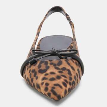 Riekhany Slingback Flats for Women Suede Leopard Bow Tie Closed Pointed Toe Low Heel Pumps Comfortab...