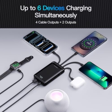 2026 2-Pack 20W Super Fast Charging Portable Charger with Built in Cables, Power Bank with Cords Wir...