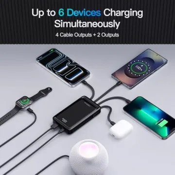 2026 2-Pack 20W Super Fast Charging Portable Charger with Built in Cables, Power Bank with Cords Wir...