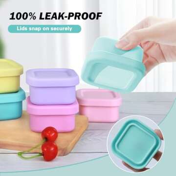 Finorder Set of 6 100% Silicone Baby Food Storage Containers, 3.5 oz Leak Proof Food Snack Storage C...