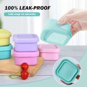 Finorder Set of 6 100% Silicone Baby Food Storage Containers, 3.5 oz Leak Proof Food Snack Storage C...
