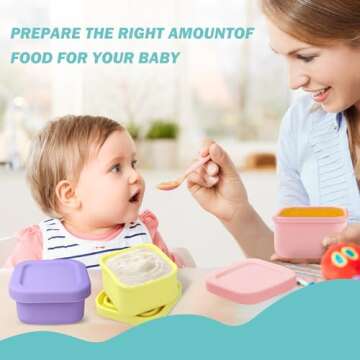 Finorder Set of 6 100% Silicone Baby Food Storage Containers, 3.5 oz Leak Proof Food Snack Storage Cubes of Cute Fun Colors with Airtight Lids, Freezer Dishwasher Safe Containers for Infants Babies