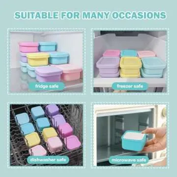 Finorder Set of 6 100% Silicone Baby Food Storage Containers, 3.5 oz Leak Proof Food Snack Storage Cubes of Cute Fun Colors with Airtight Lids, Freezer Dishwasher Safe Containers for Infants Babies