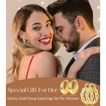 ADOYI Silver Hoop Earrings Set for Women - 9 Pairs Gold Plated