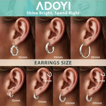 ADOYI Silver Hoop Earrings Set for Women - 9 Pairs Gold Plated