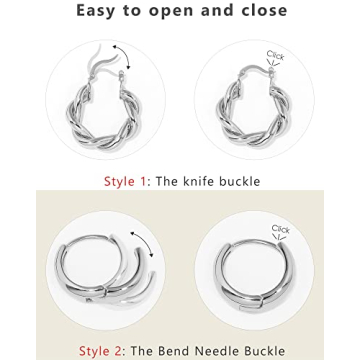 ADOYI Silver Hoop Earrings Set for Women - 9 Pairs Gold Plated