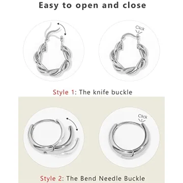 ADOYI Silver Hoop Earrings Set for Women - 9 Pairs Gold Plated