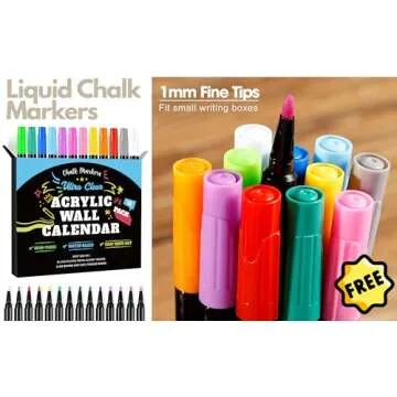 Classic Acrylic Calendar for Wall | Oversize 12' X 12' | Clear Home Office Glass Calander Dry Erase Board Large Reusable Whiteboard Big Monthly Family Planner Free Liquid Chalk Markers