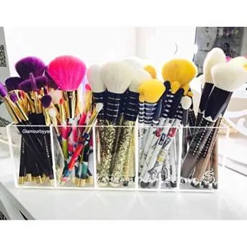 Acrylic makeup organizer 5 slot organizer for brushes, lipsticks, lip glosses, liners, or even pencils