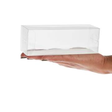 Juvale 50-Pack 2x2x6 Clear Boxes - Plastic Gift Boxes for Macaron, Candy, Treats, Wedding, Baby Shower, Birthday Party, Retail