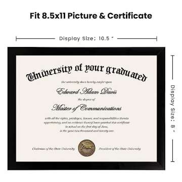 upsimples Certificate Frame with High Definition Glass, 8.5 by 11 Picture Diploma Document Frames for Wall and Tabletop, Black 5 Pack