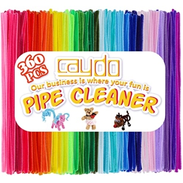 Caydo 360 Pipe Cleaners - 40 Colorful Chenille Stems for Crafts