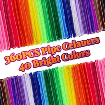 Caydo 360 Pipe Cleaners - 40 Colorful Chenille Stems for Crafts