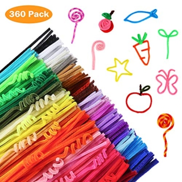 Caydo 360 Pipe Cleaners - 40 Colorful Chenille Stems for Crafts