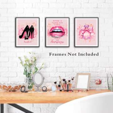 ZOQIPQO Fashion Makeup Art Print Painting for Women Gifts poster Pictures,Woman Makeup Wall Art,Make...