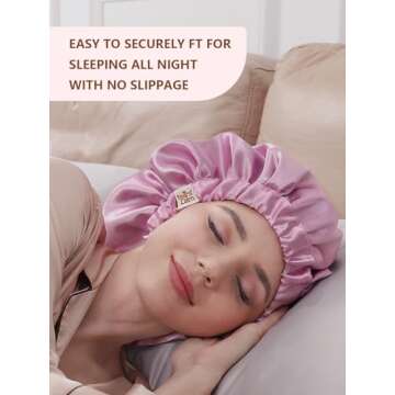 Years Calm Silk Bonnet for Sleeping Women, Double Layer Satin, Adjustable Elasticity Band, Hair Sati...