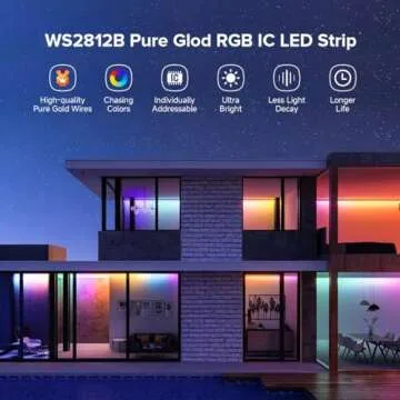 BTF-LIGHTING WS2812B IC RGB 5050SMD Pure Gold Individual Addressable LED Strip 16.4FT 300LED 60Pixel/m Flexible Full Color IP30 DC5V for DIY Chasing Color Project(No Adapter or Controller)