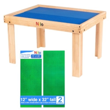 NILO Kids Multi-Purpose Activity Table Blue Set with Double-Sided Baseplates